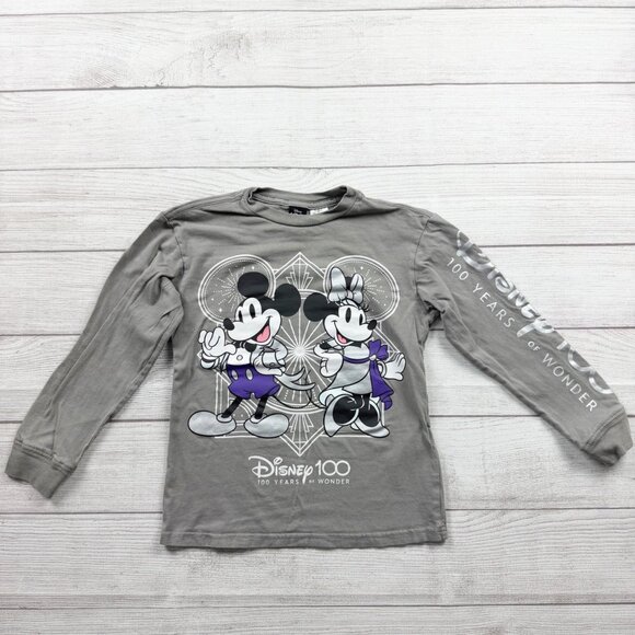Disney Other - Disney Long Sleeve Shirt Mickey & Minnie Graphic Tee 100 Years of Wonder 7-8